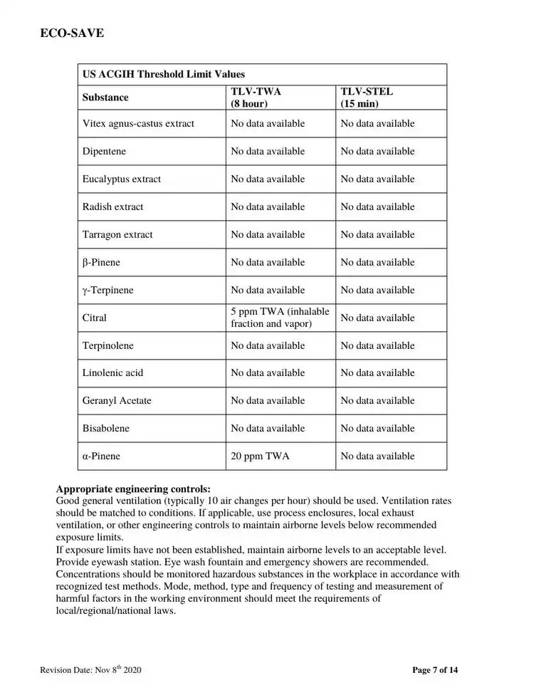 US safety data sheet, page 7